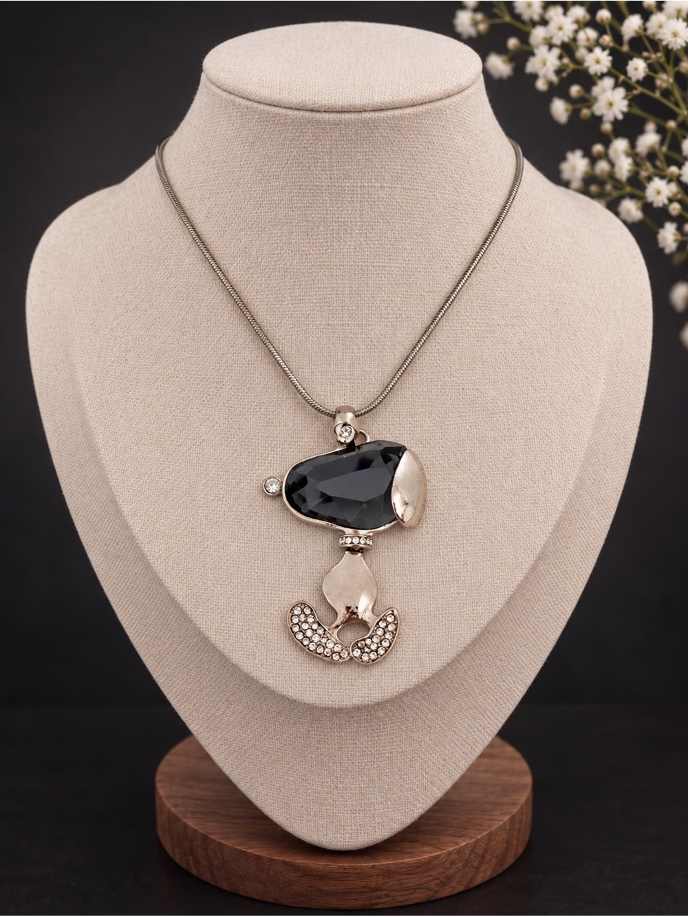 Snoopy Crystal Pendant Necklace